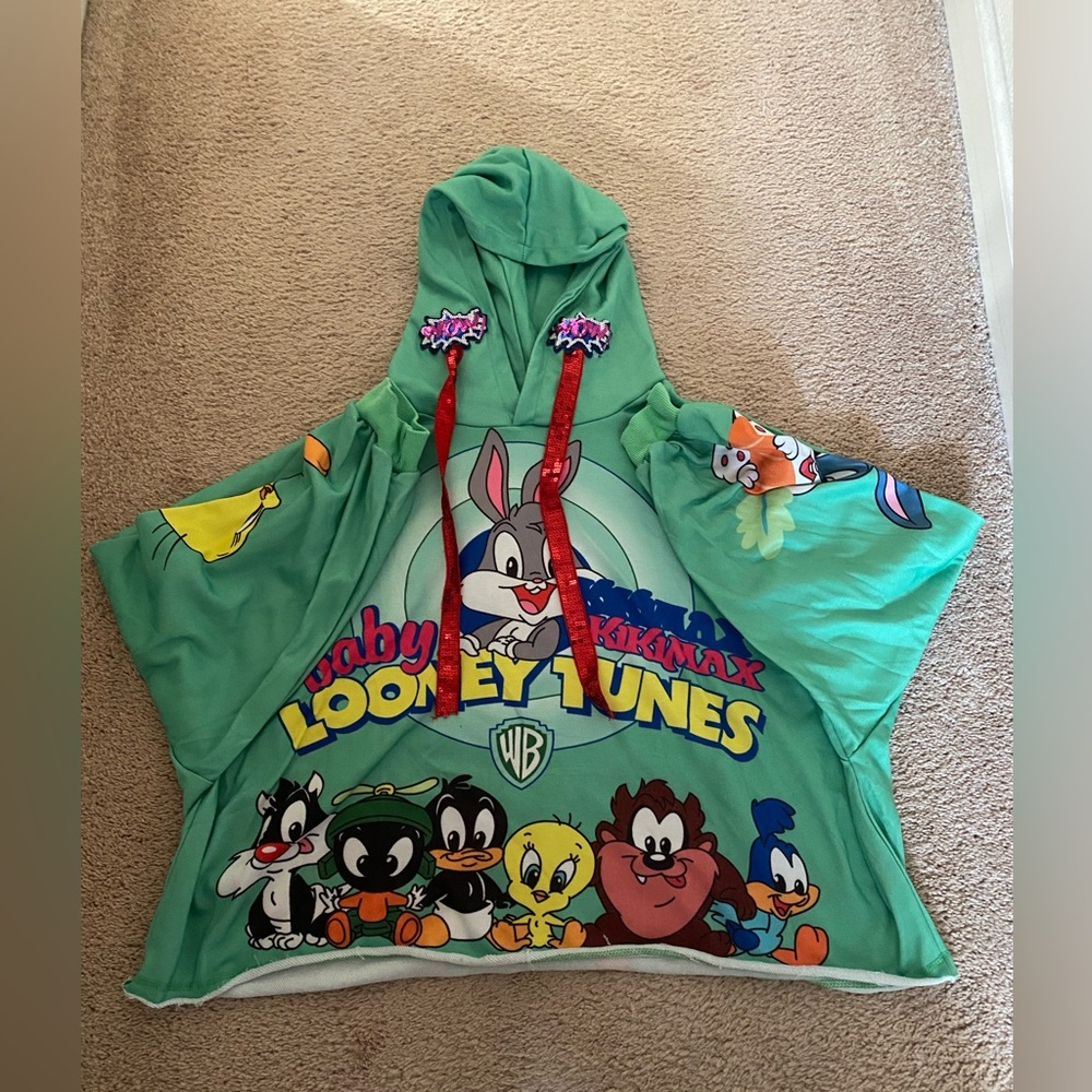 Women - Looney Tunes Green Crop Hoodie - US M